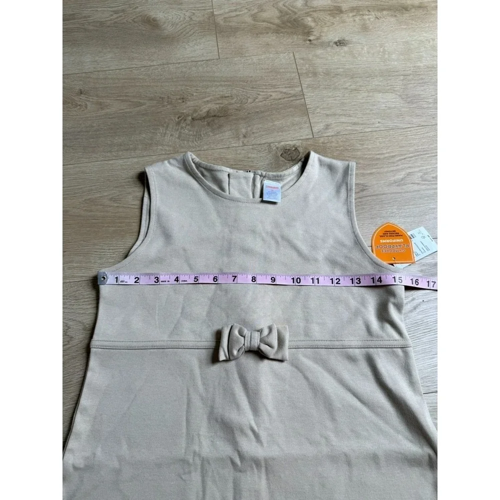 NWT Kids Girls‎ Uniform Gymboree sleeveless bow ruffle jumper dress tan size 12